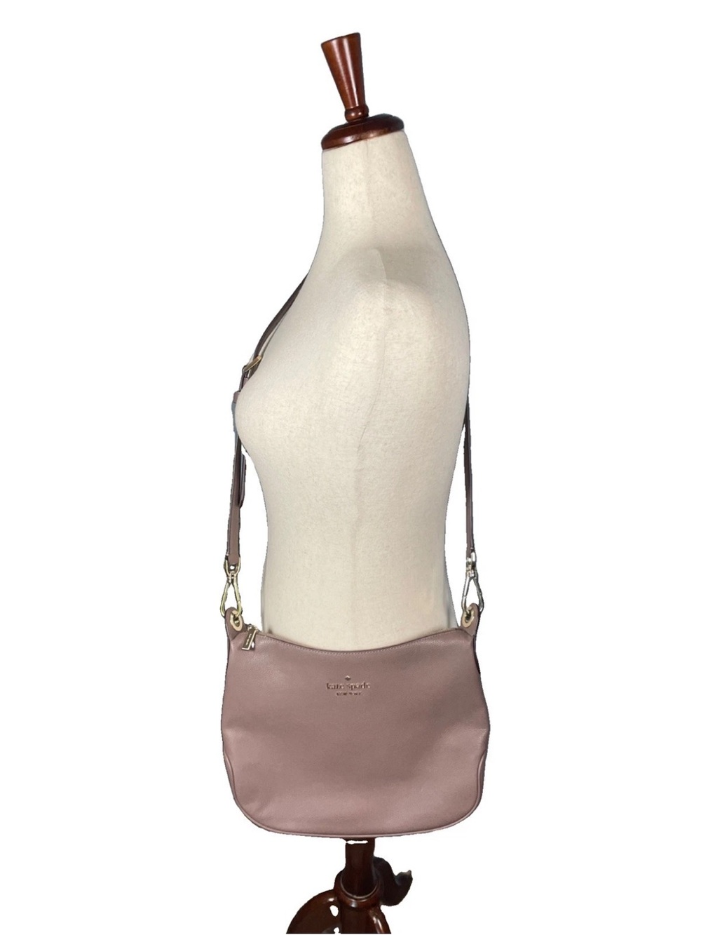 Kate Spade New York Pebbled Leather Shoulder Crossbody Bag Purse Hobo Gold Fawn - Picture 2 of 8